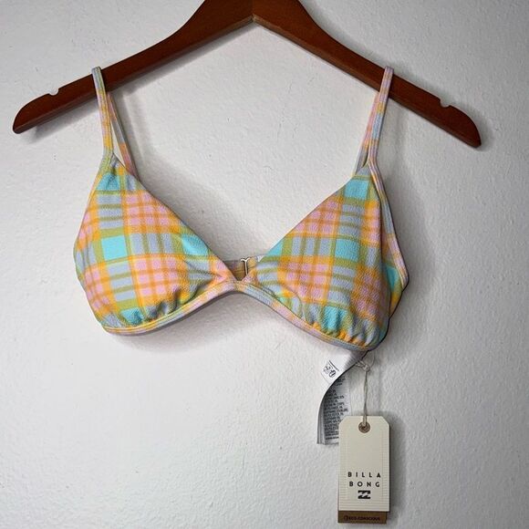 Billabong CHECK PLEASE CHARLIE TRIANGLE BIKINI TOP Size Large - Picture 6 of 8